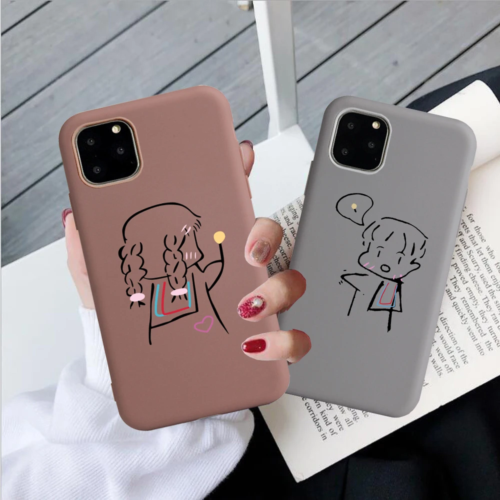 

Cartoon Boy Girl Bottle Soft Silicone Phone Cases for iPhone 11 12 Pro Max Luxury Back Cover for iPhone 11 6 7 8 Plus SE20 Case
