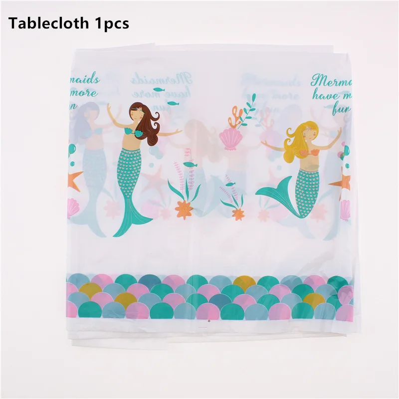 

51pcs/set Mermaid Theme Party Tableware Baby Shower Party Birthday Decoration Plates Napkins Disposable Tableware Party Supplies