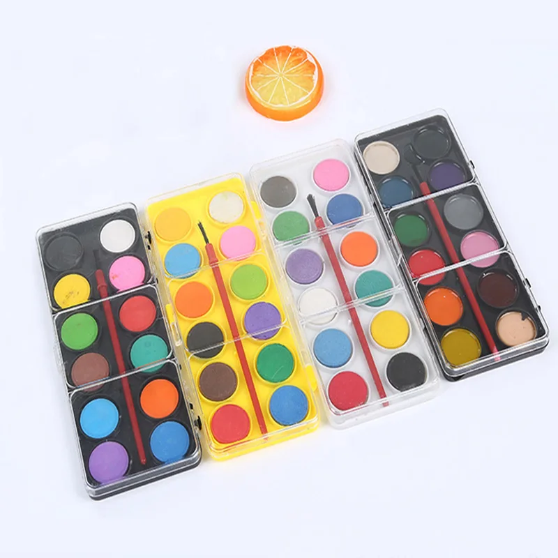

12 Color Solid Professional Watercolor Paint Drawing Set School Art Supplies For Kindergarten Children Painting Color Box