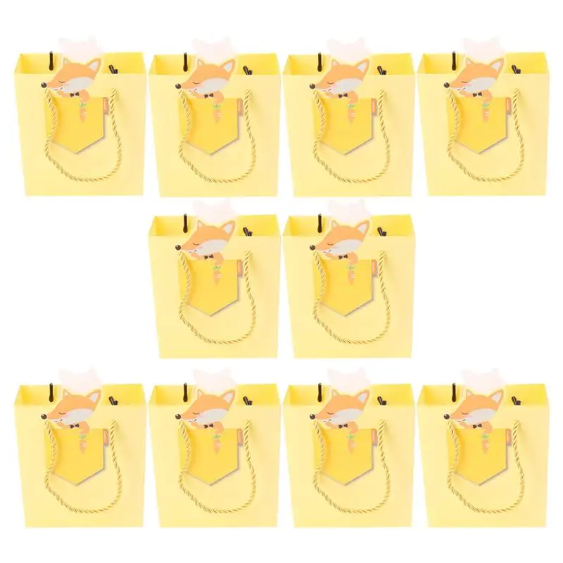 

1 Set 10Pcs Paper Bags Birthday Gift Packing Bags Gift Bags Clothes Bag (Yellow)