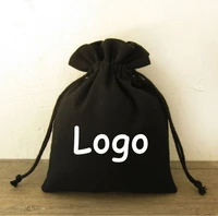 50 pcslotblack cotton drawstring bag sachetdecorative bagspackaging baggift bags jewelry pouch customize logo print