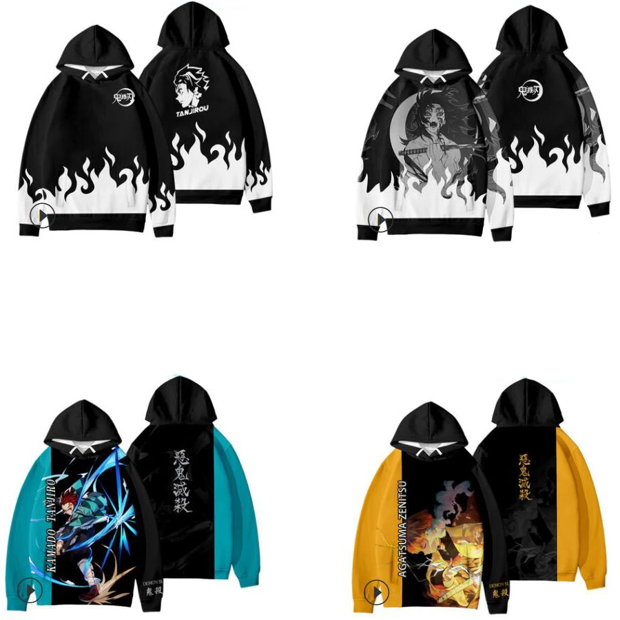 

Anime Demon Slayer Kimetsu No Yaiba Kamado Tanjirou Nezuko Tomioka Giyuu Funny Hoodie Hip Hop Graphic Sweatshirt Cosplay Costume