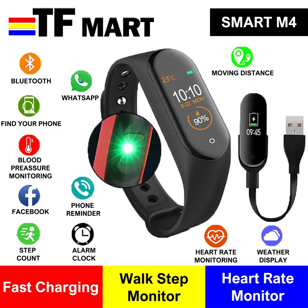 

M4 Watch M5 Smart Watch M4 Smart Band M5 Smart Band Fitness Bracelet Tracker Health Bracelet PK Xiao Mi - TF MART