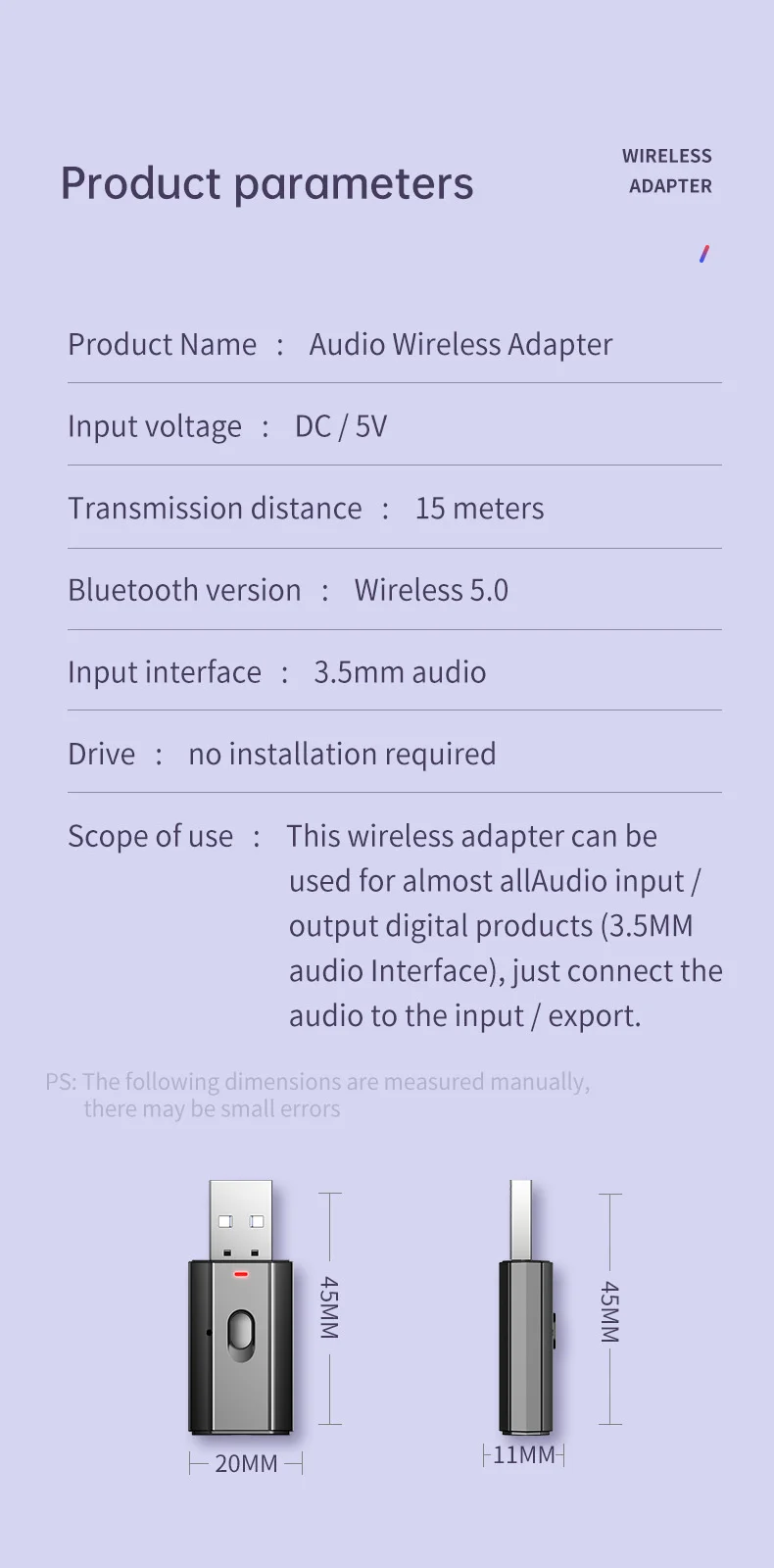 

USB Bluetooth 5.0 Transmitter Receiver 4 In 1 3.5mm Jack AUX Stereo Music Wireless Receiver Adapter For PC TV Car Hands-free