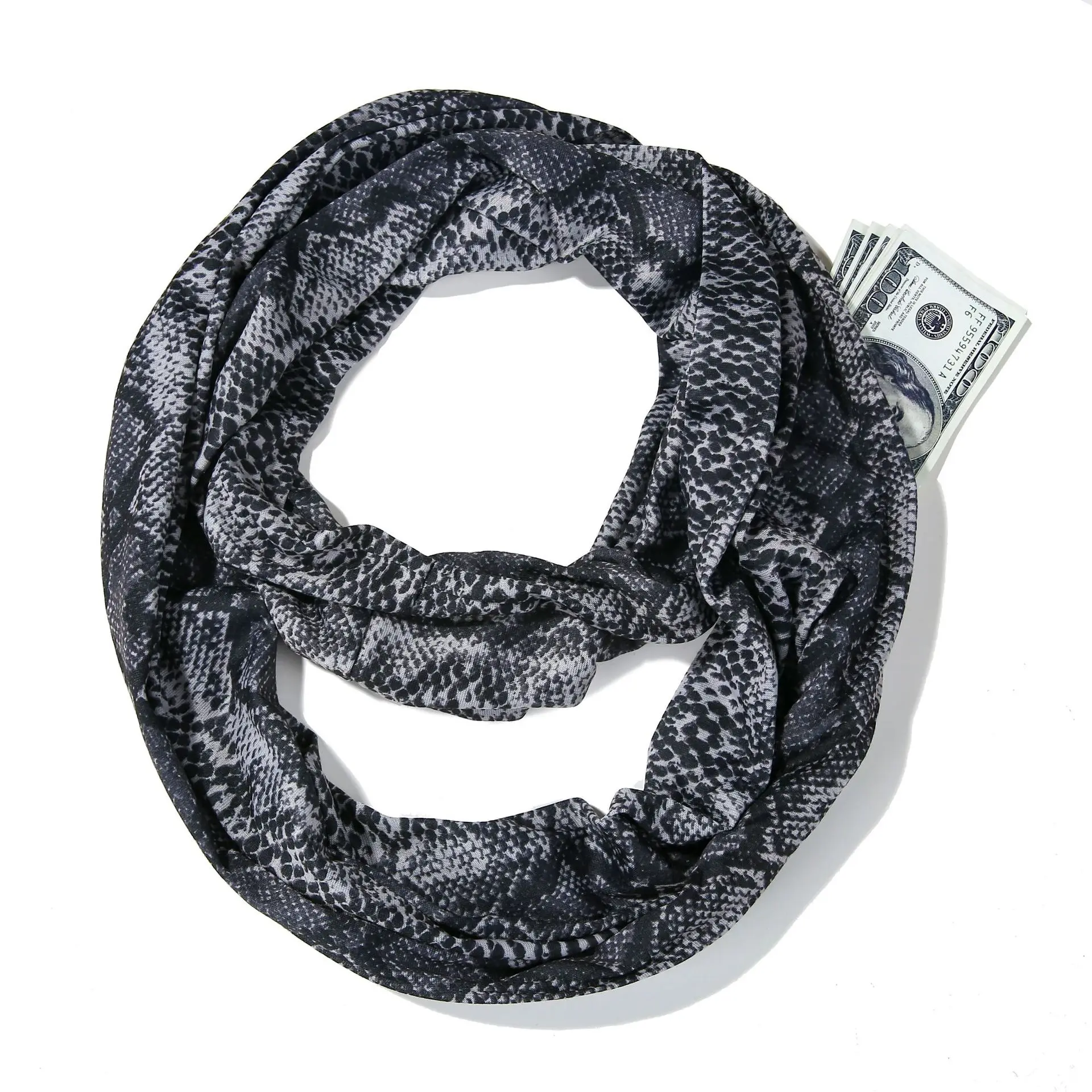 Новый леопардовый шарф с принтом змеи женские теплые зимние шарфы на молнии