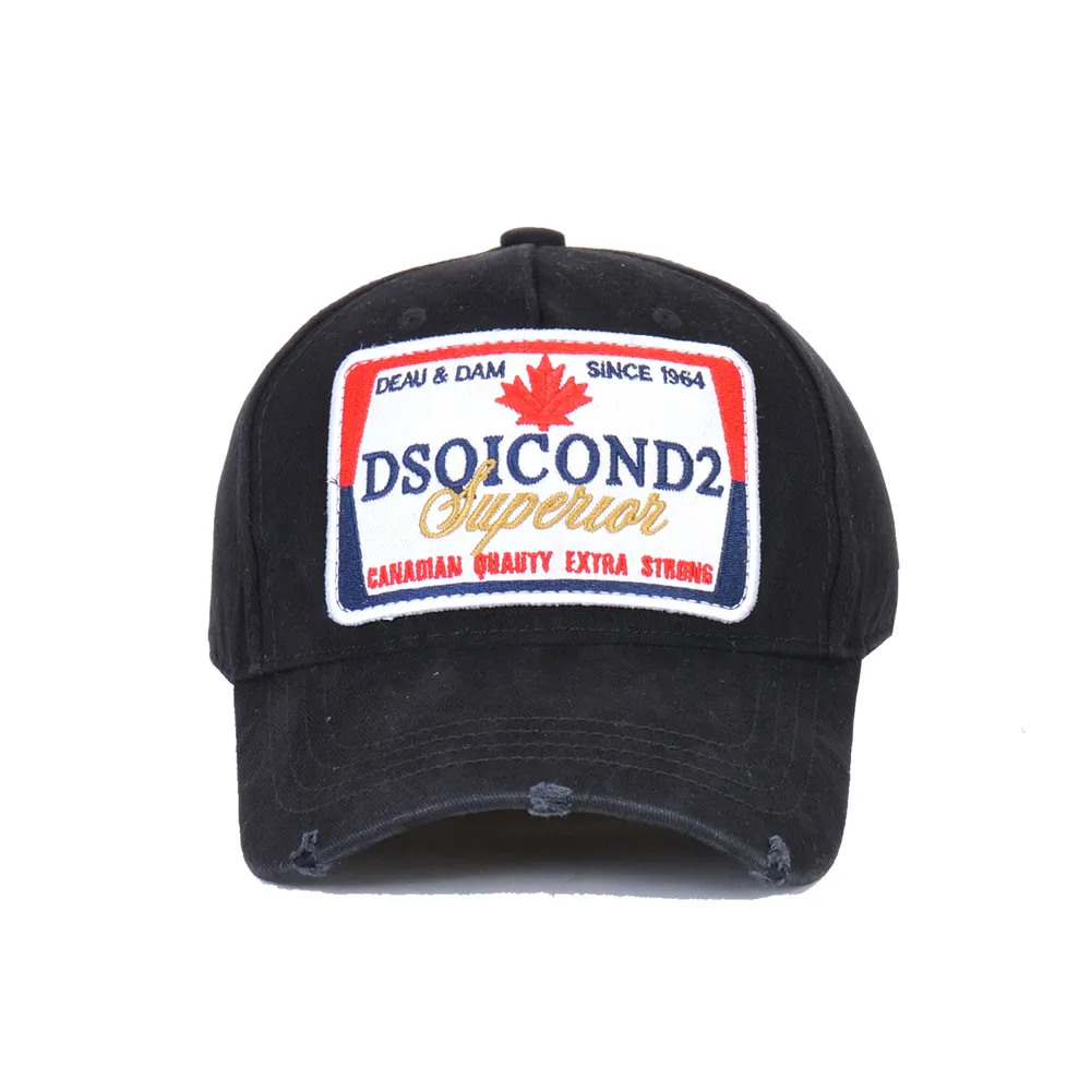 DSQICOND2, хлопок, DSQ, вышивка буквами, Мужская бейсболка, женская шапка, шляпа для папы, повседневная Кепка, хип-хоп кепка, Snapback, кепка s Bone, шапка для папы - Цвет: Black
