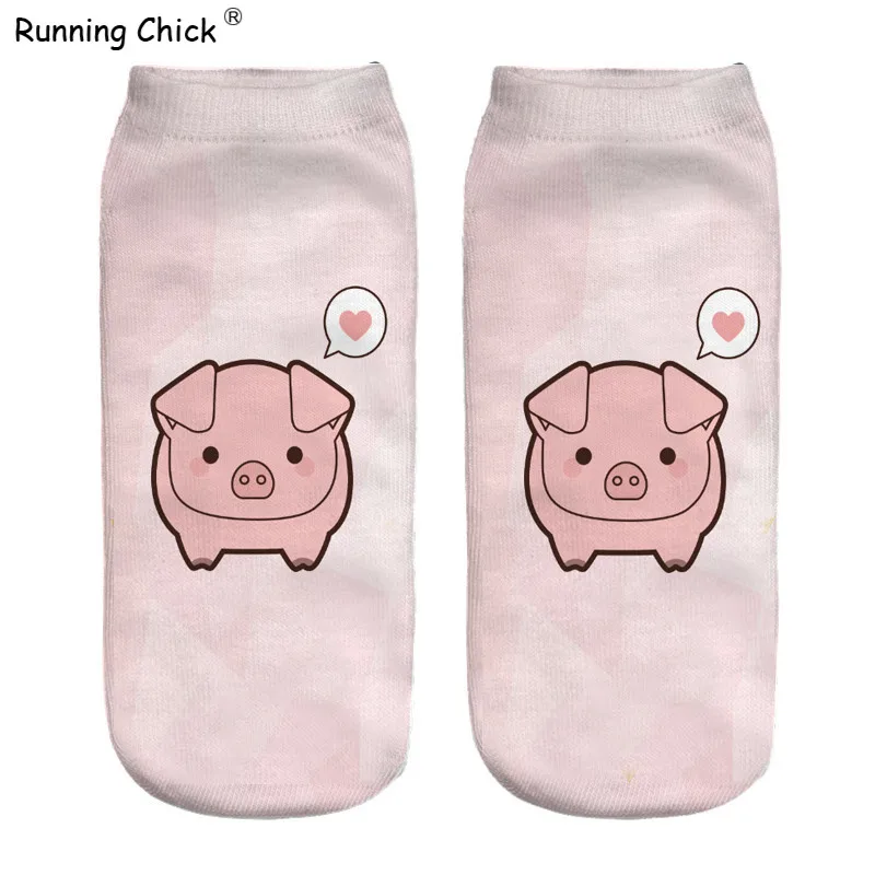 Беговые носки розового цвета симпатичные новые оптовые продажи свиньи 3d принт 2018