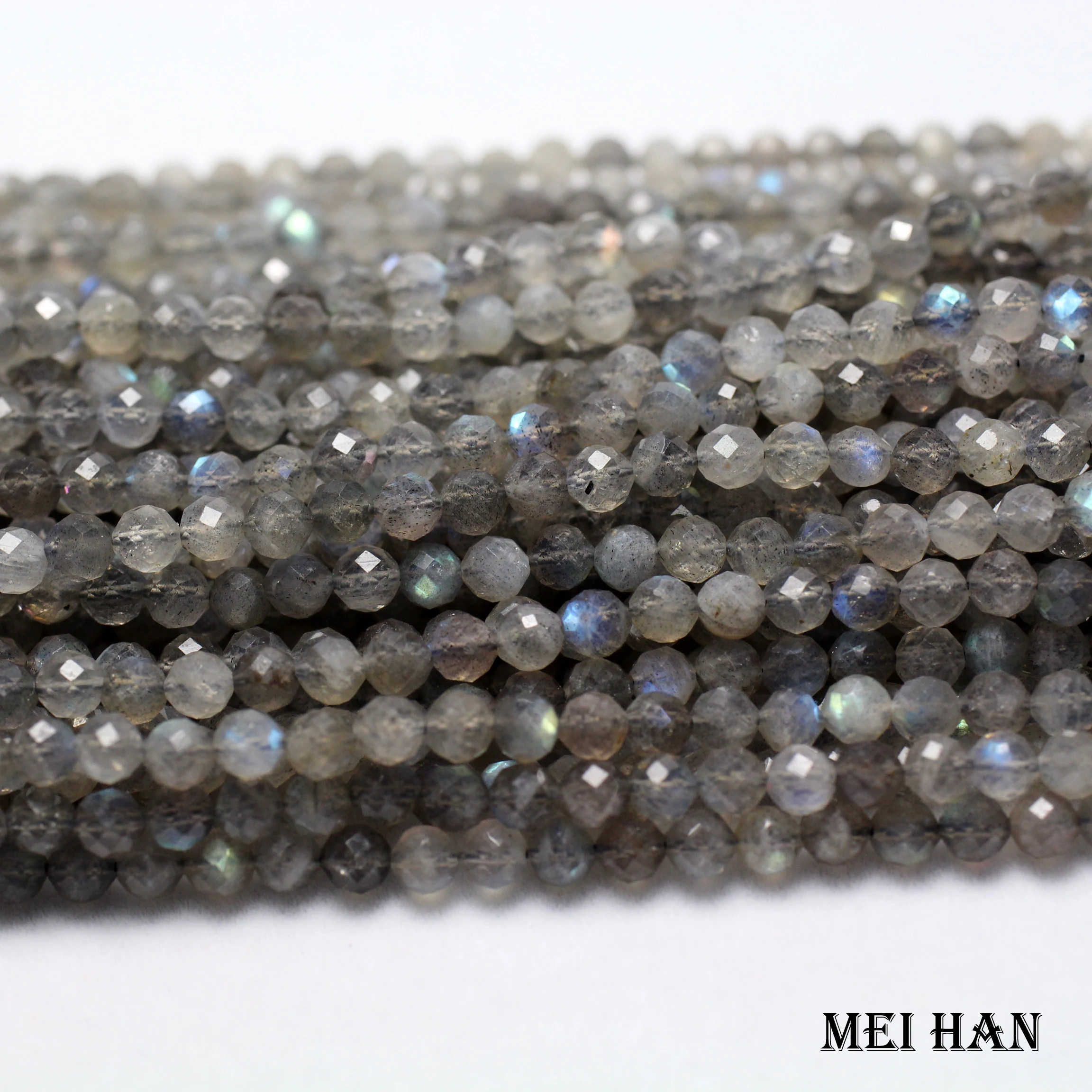 Meihan (3 нити/комплект/30 г) натуральный 4 6 мм Лабрадорит граненые круглые бусины