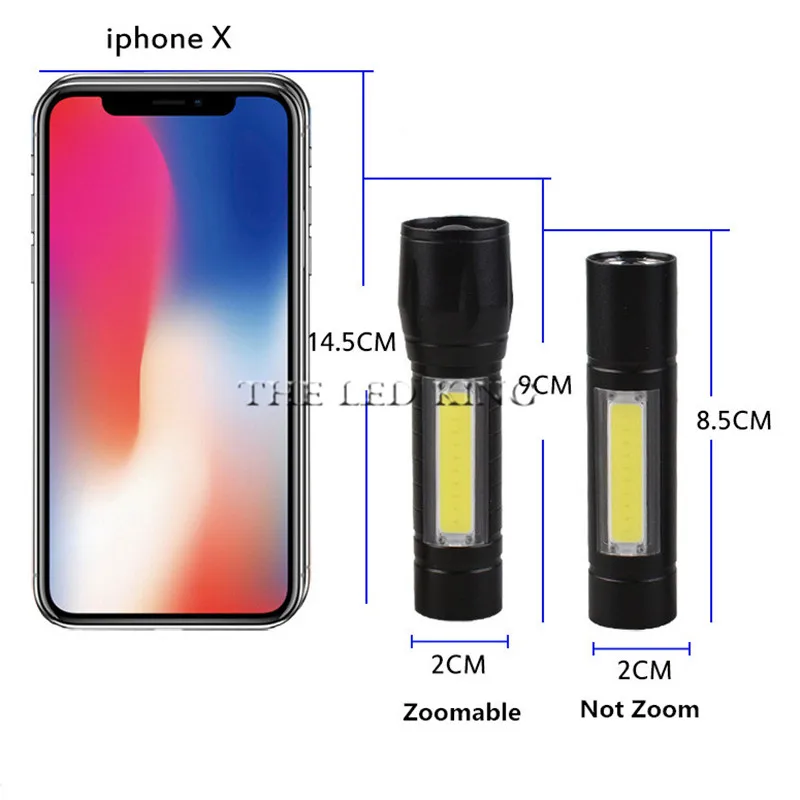 

Q5 LED pocket flashlight strong light zoom 3modes USB rechargeable aluminum alloy portable flashlight waterproof with hook clip
