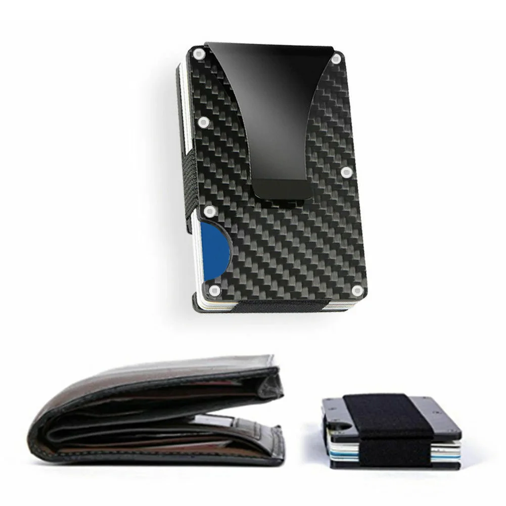 

Portable Compact Design RFID Blocking Business Credit Card Case Slim Wallet Protective Holder Office Supplies