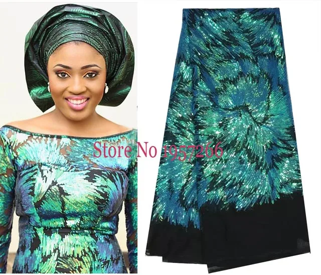 

YJ643 New French Nigerian sequins net lace,African tulle mesh lace fabric high quality for party wedding dress 5yards/lot