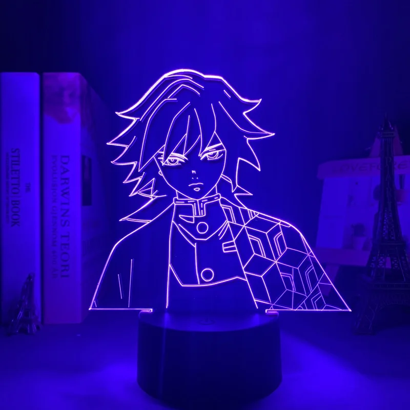 

Аниме Светодиодная лампа Kimetsu No Yaiba Giyu Tomioka для спальни украшение ночсветильник подарок манга светильник убийца демонов декор комнаты