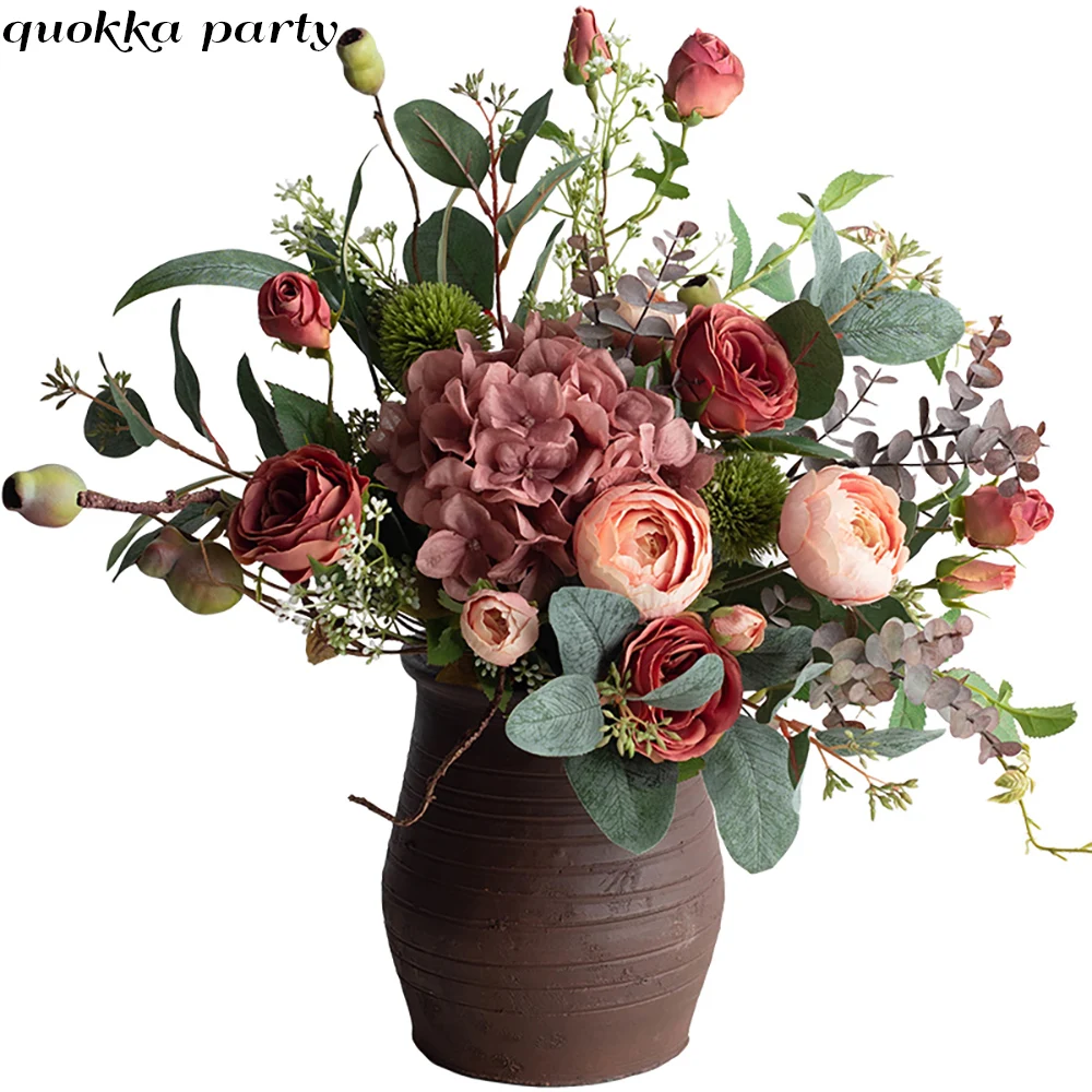 1 букет европейских роз или пионов искусственные цветы шелковые на вечеринку