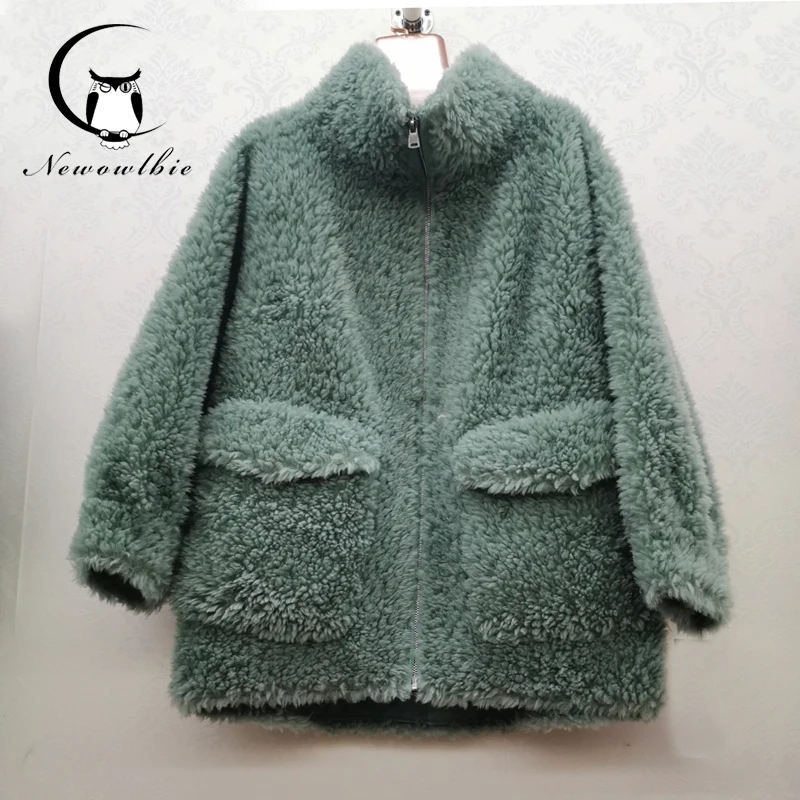 Новинка модная женская куртка Тедди зимняя теплая из натуральной овечьей шкуры
