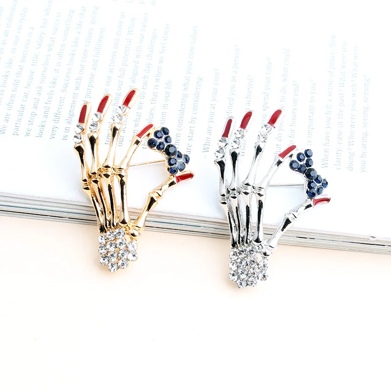 Pomlee 2021New поступление черепа ручной работы с бантом брошь унисекс Заколка Для