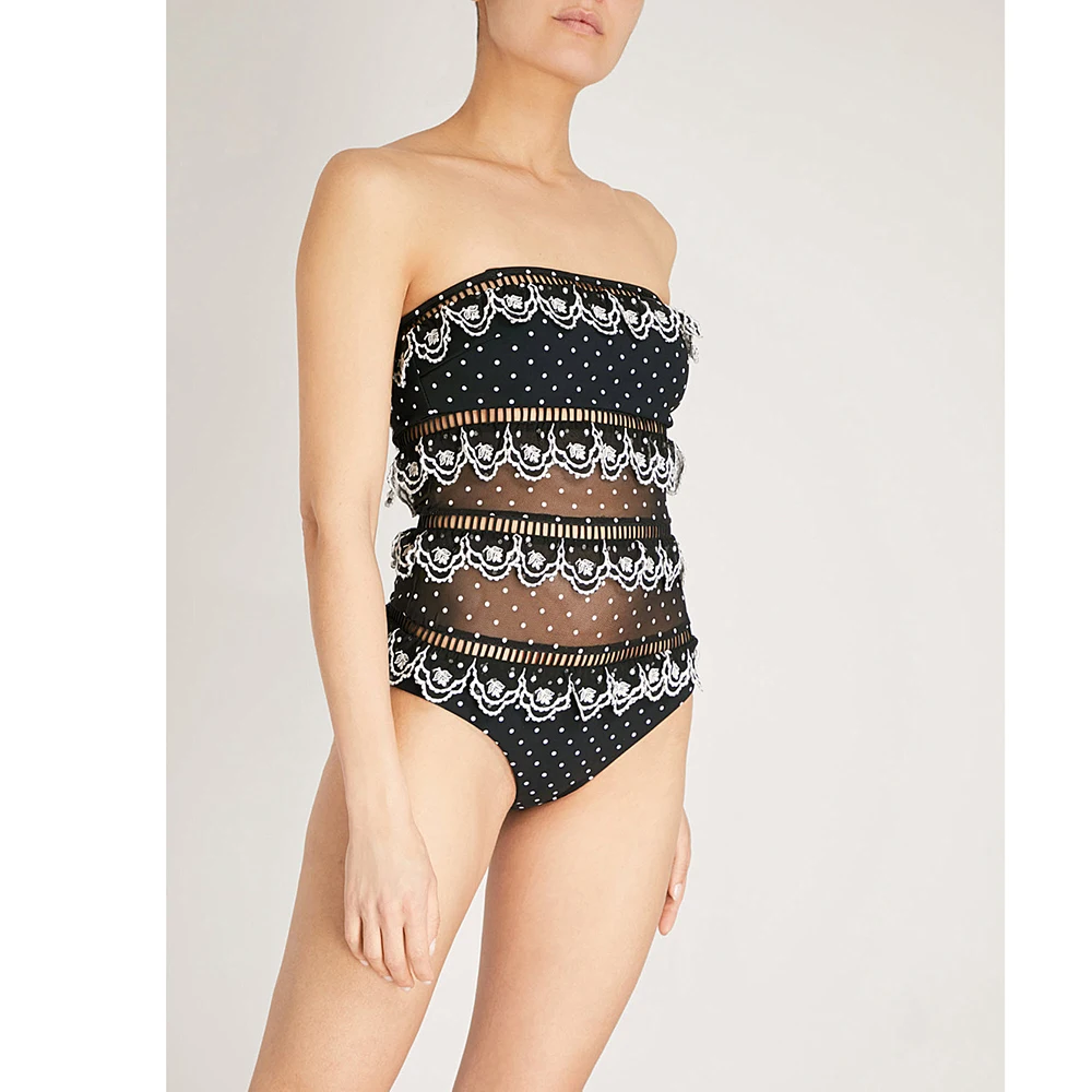 

Bandeau Sexy Ruffle One Piece Swimsuit Women Swimwear Push Up Monokini Bathing Suits Summer Beach Wear Swimming Suit For Women