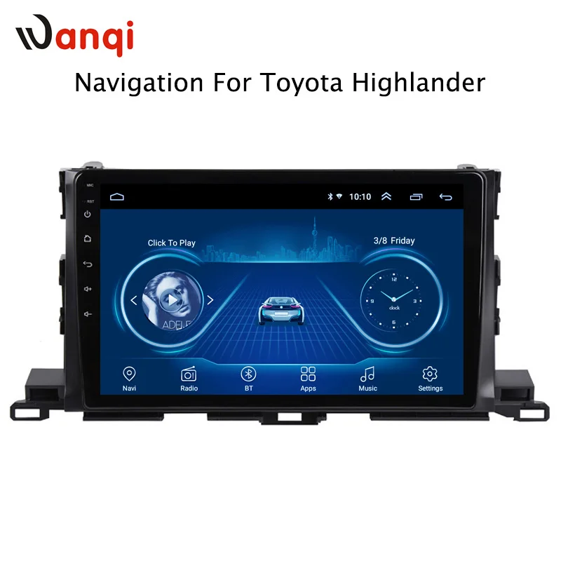 Wanqi 10 1 дюймовый Android 9 Автомобильный GPS-навигатор для Toyota Highlander 2015-2018 с поддержкой