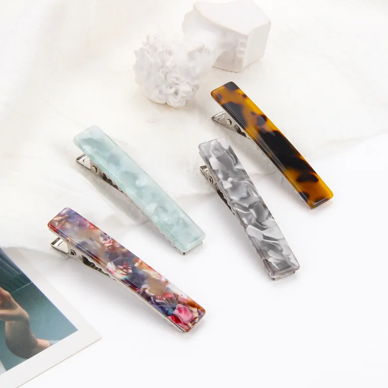 

Rectangle Duckbill Clip Hair Accessories Vintage Acetate Hair Clip Leopard Marble Textured Floral Print Hairpins Japanese Style