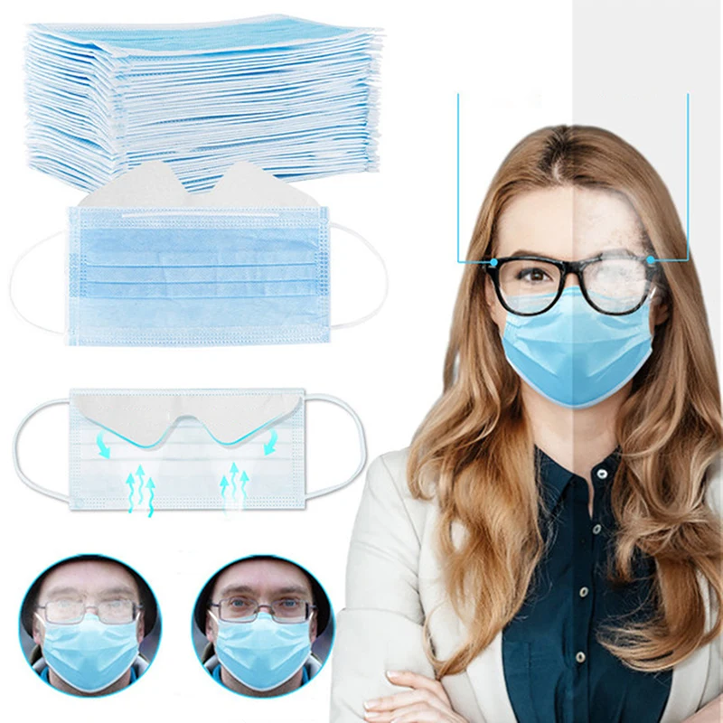 

Disposable Masks Dustproof With Elastic Earloop For Adult Halloween Cosplay Masque 3-layer Pure Color Eyeglass anti-fog