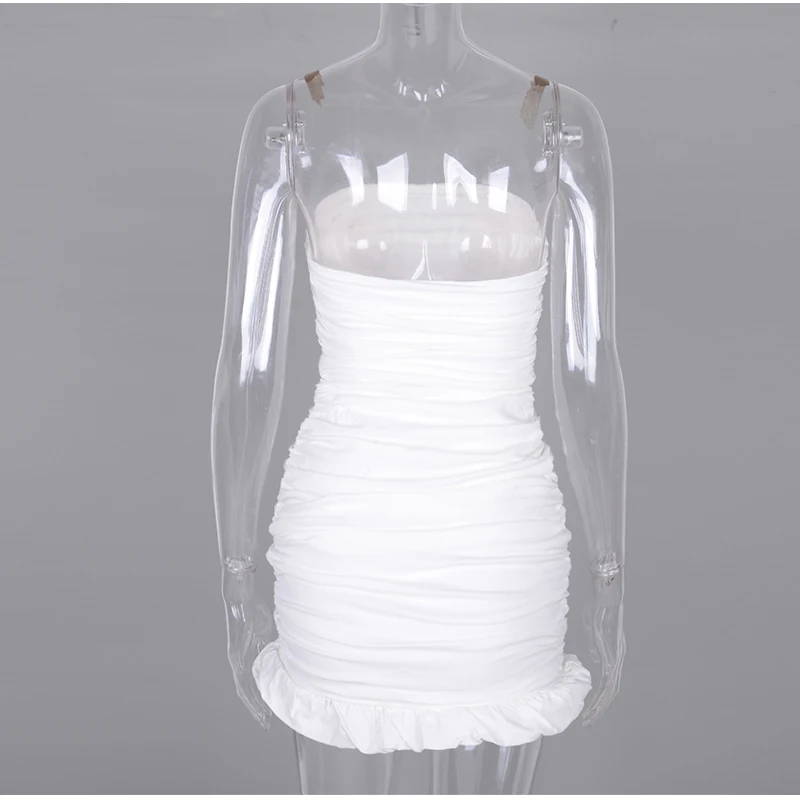 Colysmo женское летнее платье Двухслойное белое сексуальное плиссированное с