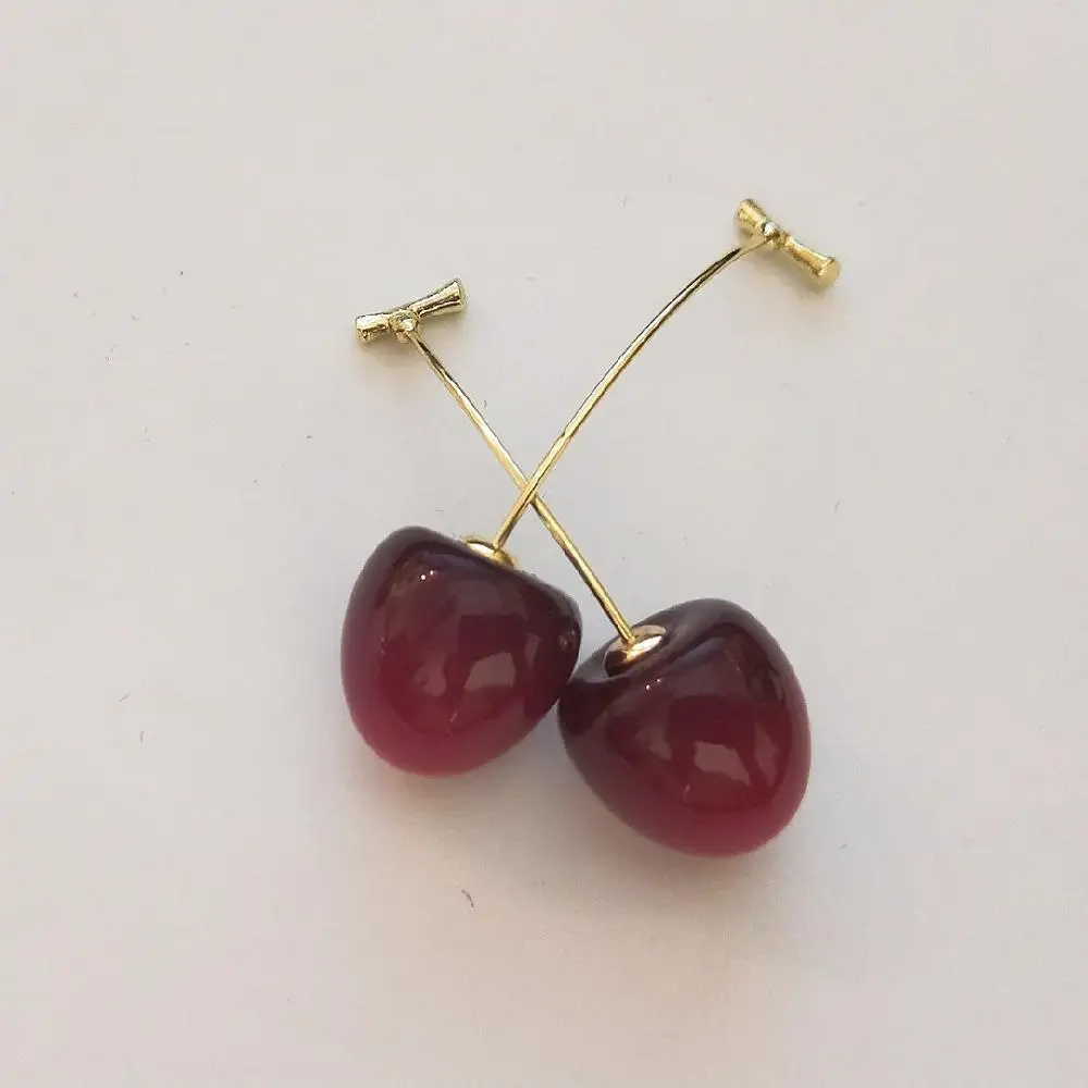 H Small Красные серьги в богемном стиле с фруктами из смолы, 1 пара, висячие серьги в виде вишни, модные трендовые металлические серьги для женщин и девушек, геометрические ювелирные изделия, подарки - Окраска металла: H Small