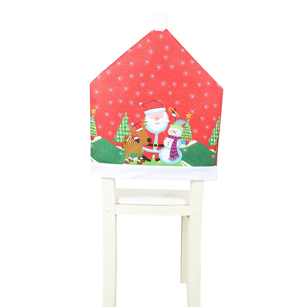 LAPHIL Christmas Dinner Table Chair Covers Snowman Santa Claus Slipcover Cap Decor for Home New Year Supplies | Дом и сад
