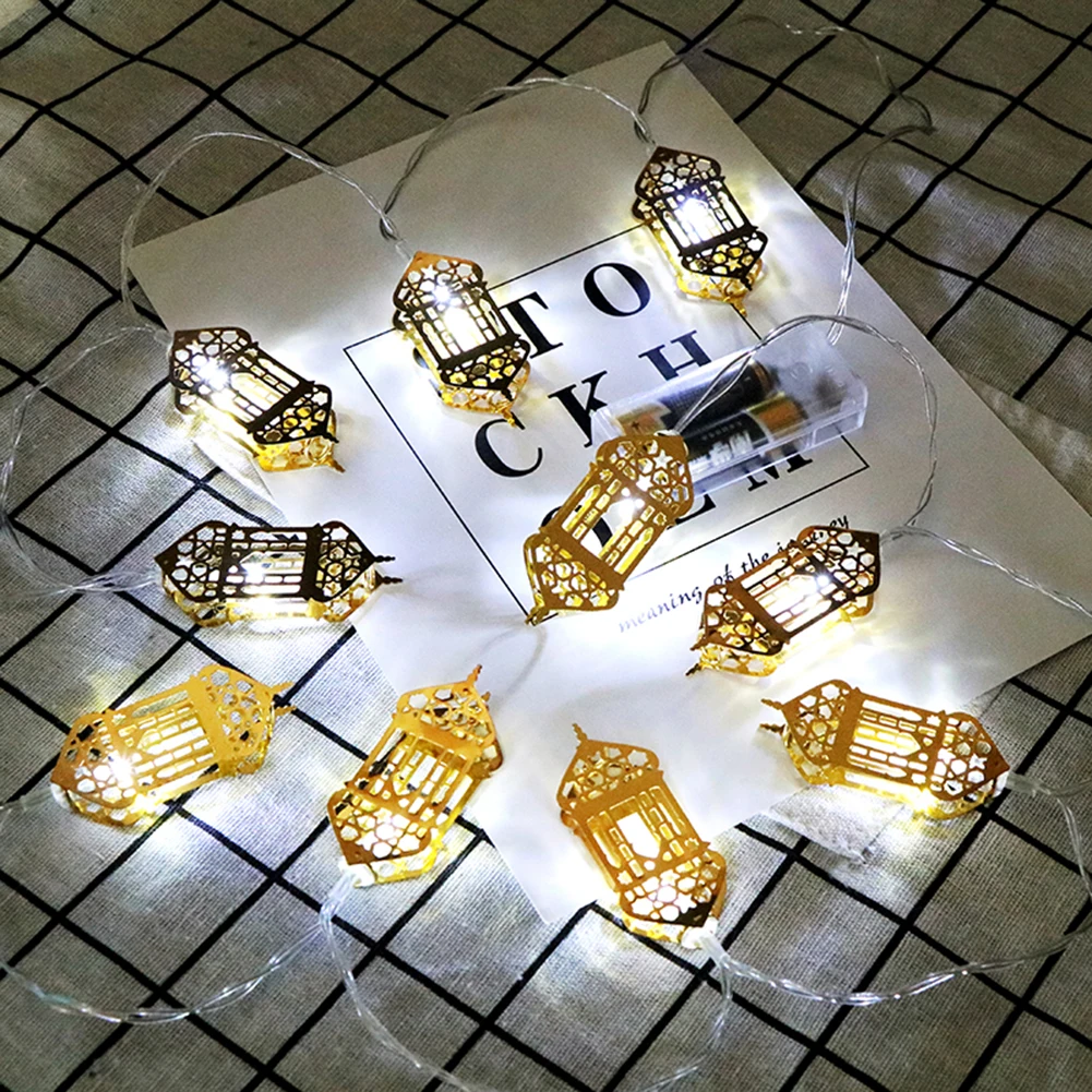 

Battery Powered Ramadan Golden Palace String Lights LED Arab Garland Islamic Muslim Supplies for Outdoor Children