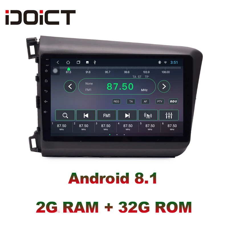 Автомобильный DVD плеер IDOICT Android 8 1 IPS 2 ГБ + 32 ядер GPS навигация мультимедиа для Honda
