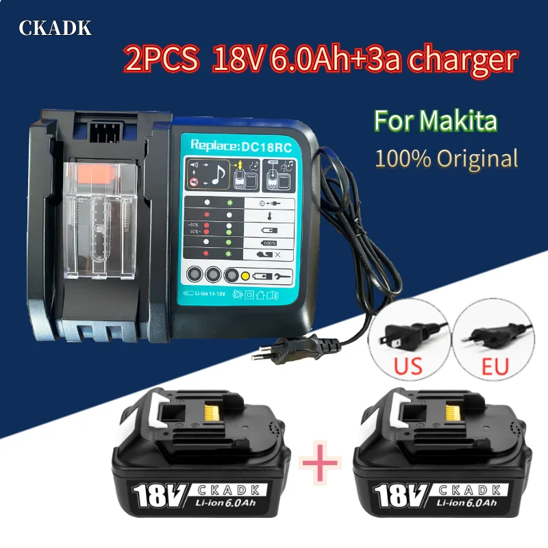 

18v 3A Charger BL1860 Rechargeable Battery 18 V 6000mAh Lithium Ion for Makita 18v Battery BL1840 BL1850 BL1830 BL1860B