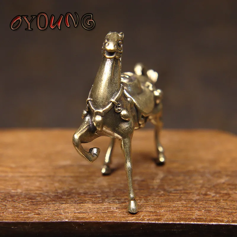 Винтажная латунная Военная лошадь маленькое настольное украшение фигурки