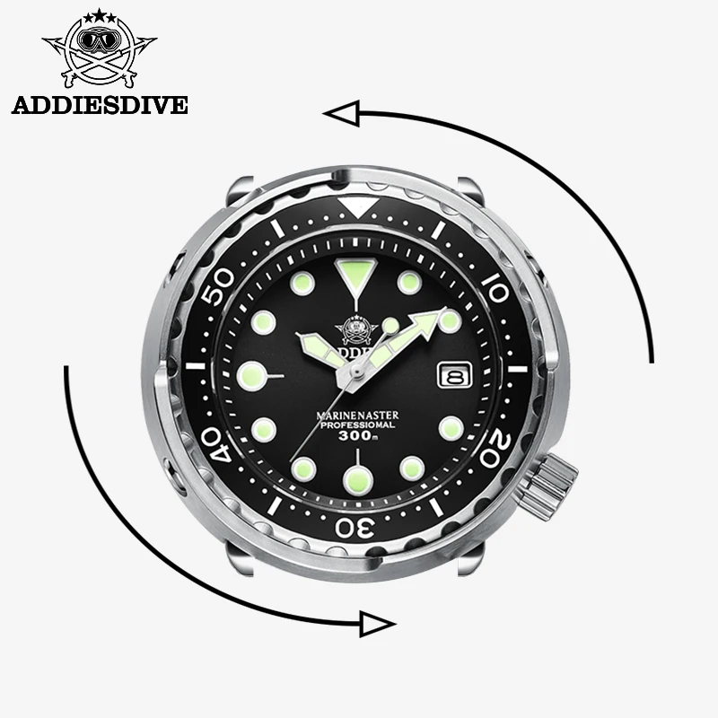 Мужские наручные часы Addies Dive Tuna 300 м автоматические из нержавеющей стали и