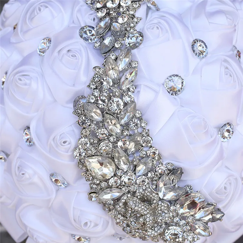 WifeLai-белый атласный искусственный букет цветов Свадебный невесты подружки с