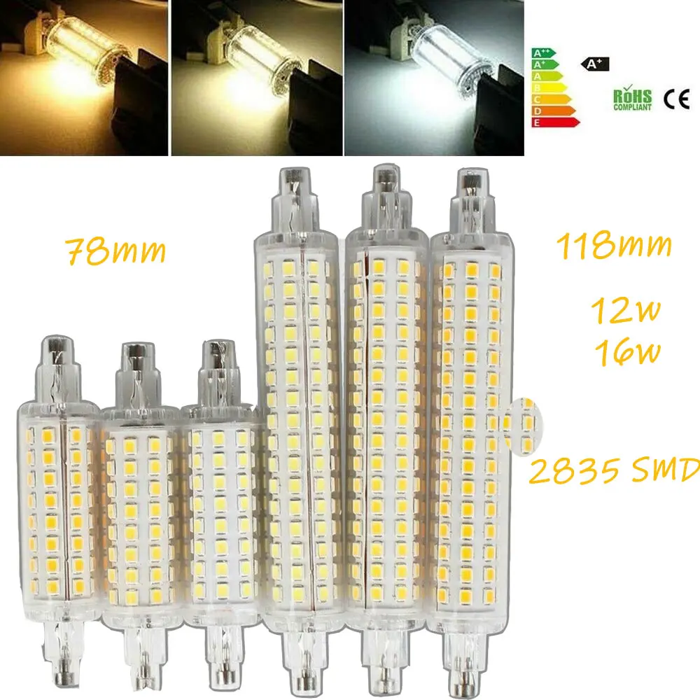 R7S 78mm 118mm 12W 16W SMD Home LED Flood Light Bulbs Replacement Halogen Lamp Living Room Energy Saving