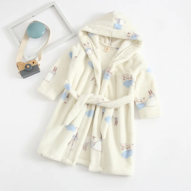 

Flannel Pyjamas Winter Kids Bathrobe Warm Boys Girls Clothes Children Robe Teenagers Loungewear Long Sleeve Baby Sleepwear 2-8Y