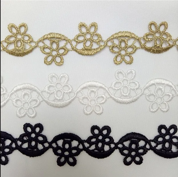 10 ярдов 2 5 см 0 98 &quotширокий черный/слоновая кость/золото Ткань Вышивка кружевной