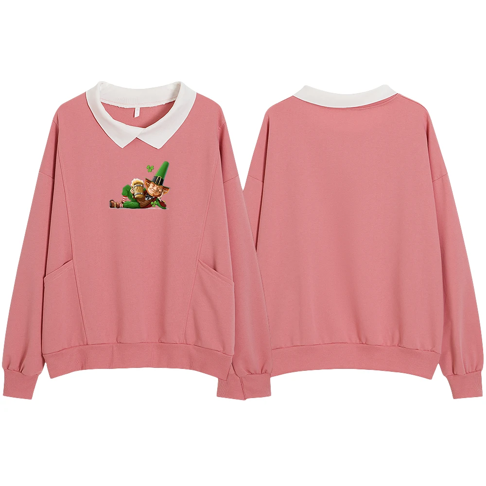 Graphic Turn-down Collar Cotton Hoodies Womens Comfy Cute Sweatshirts Streetwear Cute Print Oversized Kawaii Women Sweetshirts