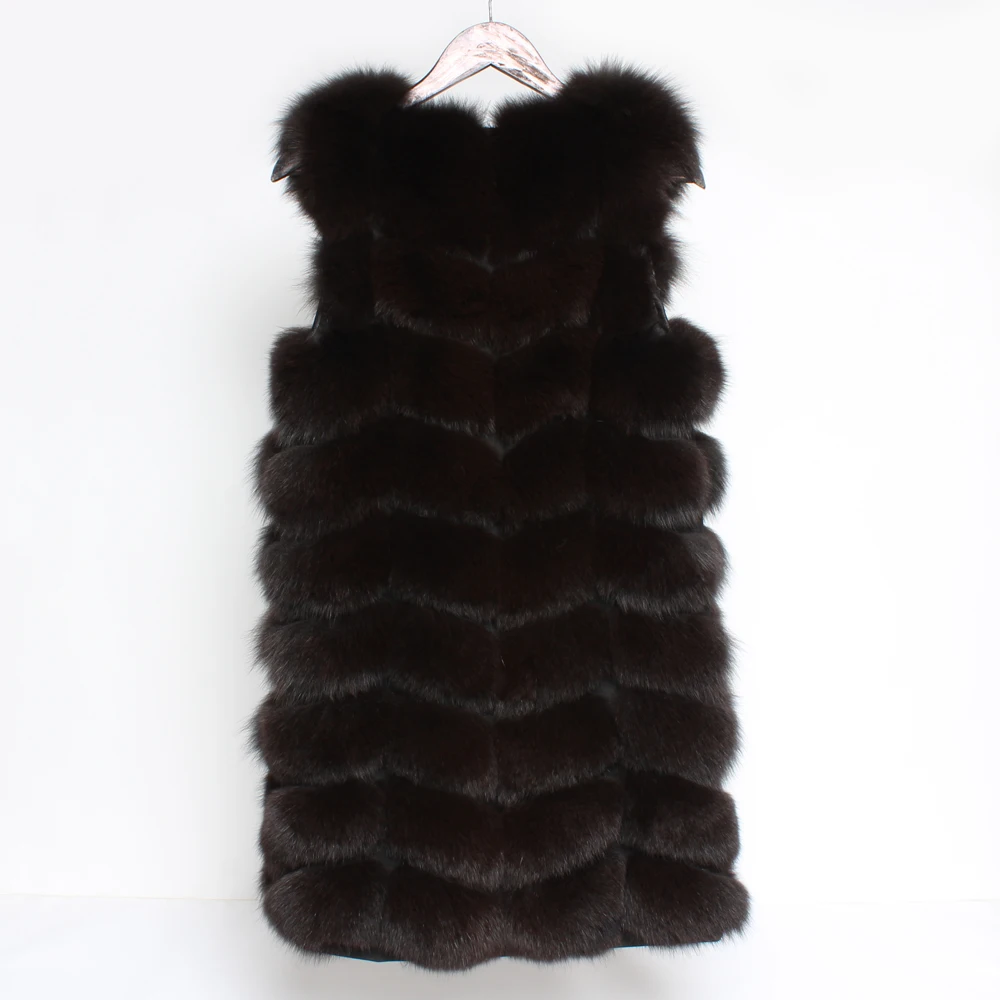 Russia Lady Long Style Real Fox Fur Vest 100%Natural Soft Genuine Winter Fashion Good Quality | Женская одежда
