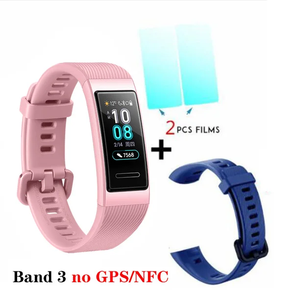 3pink n blue n film Huawei Band 3 Pro Band 3 Смарт-браслет 3 0,95 дюймов трекер для плавания Водонепроницаемый Bluetooth фитнес-трекер сенсорный экран - Цвет: 3pink n blue n film