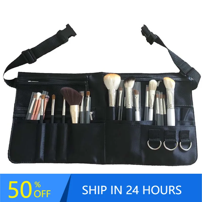 

Pro Makeup Artist Makeup Brush Display Holder Bag Multi-function Portable PU Large Capacity Cosmetic Bag With Zipper Belt 25#