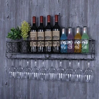 wine rack wall mounted iron wine rack bottle champagne glass holder shelves bar home party