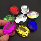 Овальные Стразы из хрустального стекла 30x40 мм большого размера, цветные алюминиевые точечные камни для одежды, ожерелья, аксессуары