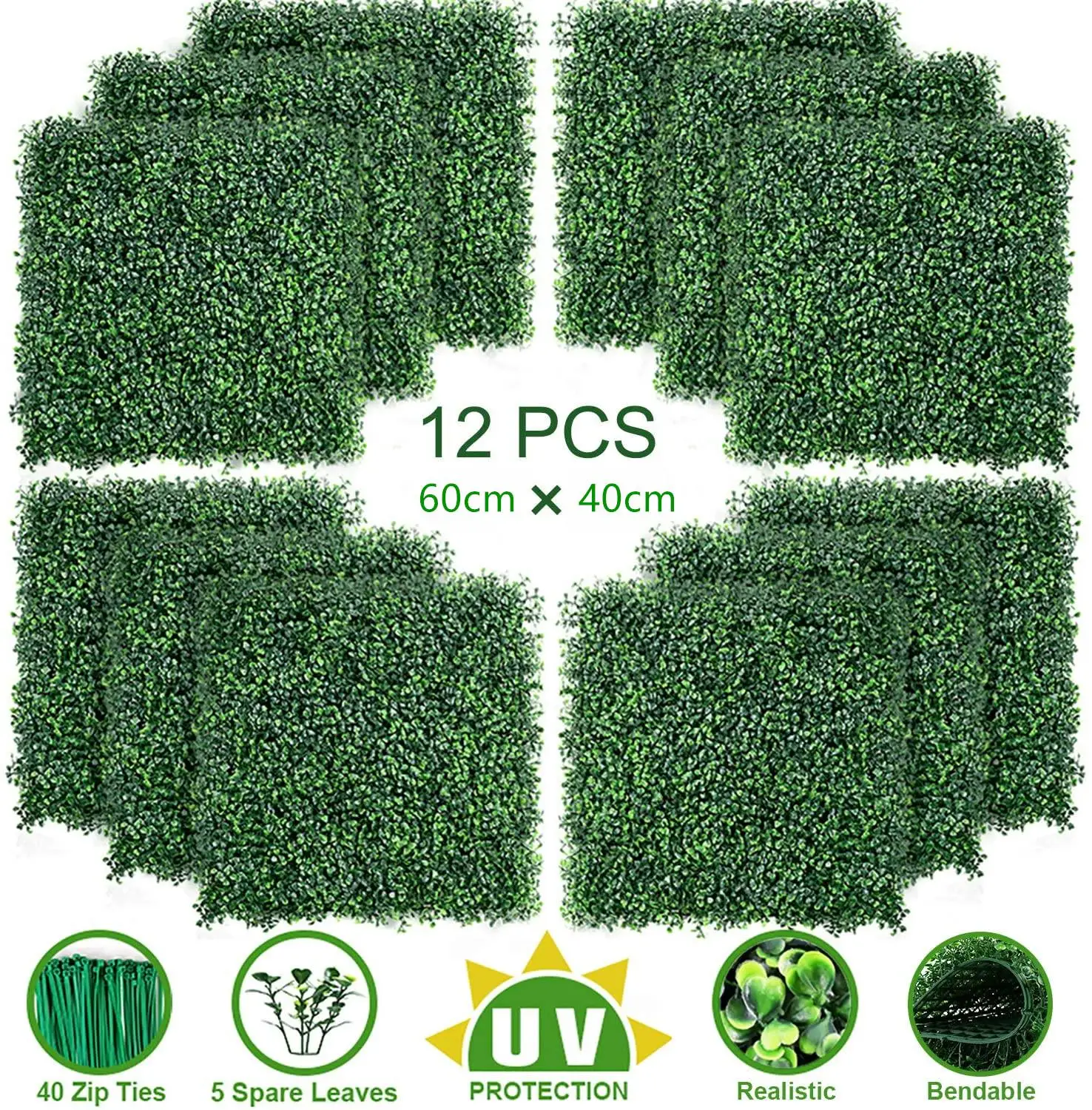 

12/5PCS Artificial Boxwood Topiary Hedge Plant UV Protection Indoor Outdoor Privacy Fence Home Decor Backyard Garden Decoration