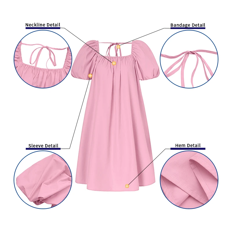 

VONDA Fashion Mini Dress 2021 Women Short Sleeve Square Collar Holiday Dresses Summer Pleated Party Bohemian Vestidos Oversized