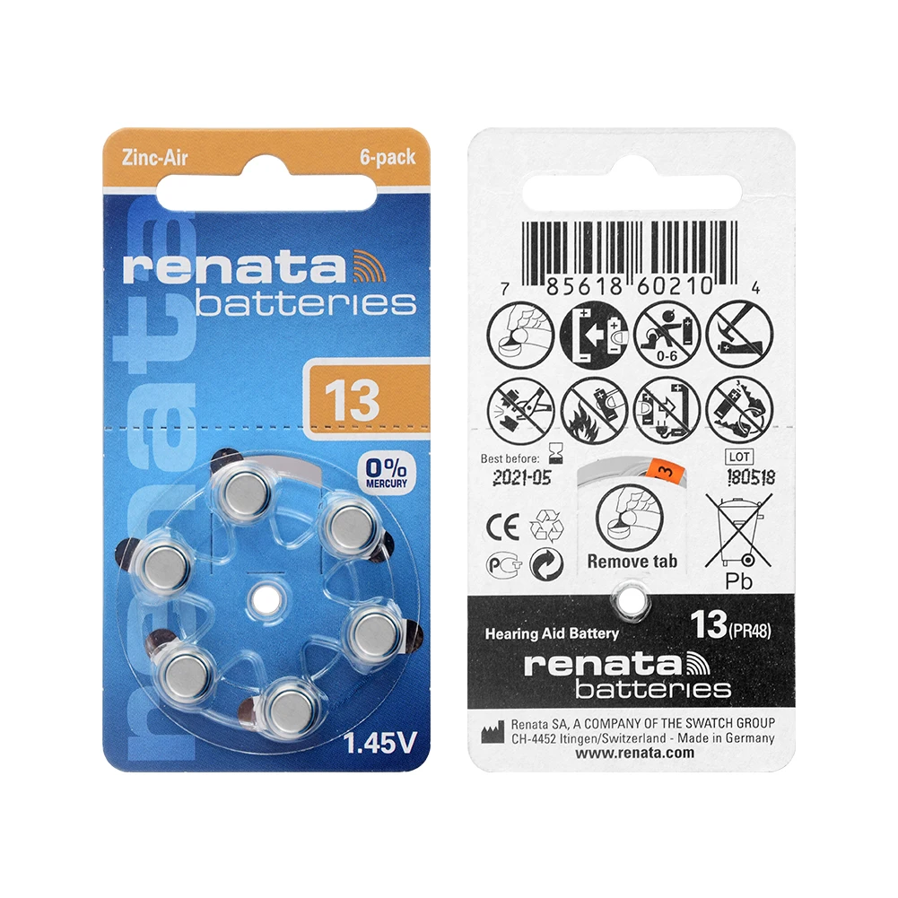 

60 Pcs High Quality 1.45V ZA13 A13 Zinc Air Button Batteries PR48 B013 B26PA 13HP 13HPX DA13 Hearing Aid Coin Cell Battery
