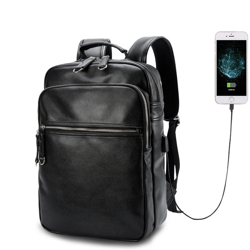 New Brand Genuine Leather Men Backpacks Real Natural Student Backpack Boy Luxury Business Laptop School Bag 14 Inch | Багаж и сумки