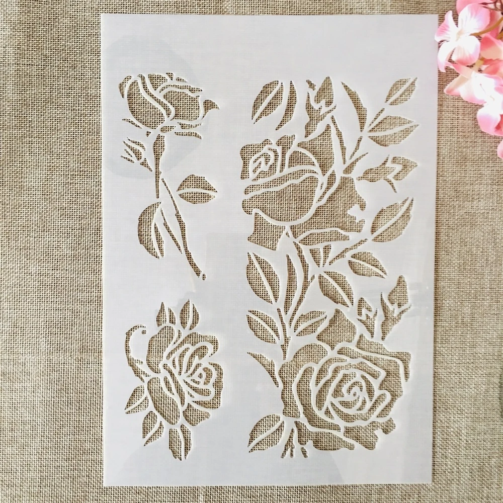 

A4 29cm Rose Flowers DIY Layering Stencils Wall Painting Scrapbook Coloring Embossing Album Decorative Template