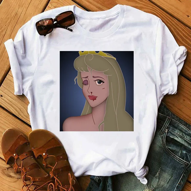 BONJEAN Women Clothes New Summer Thin Section Tshirt Spoof Princess Streetwear Lesbian Gay T-shirt Funny Female Tops Tee | Женская