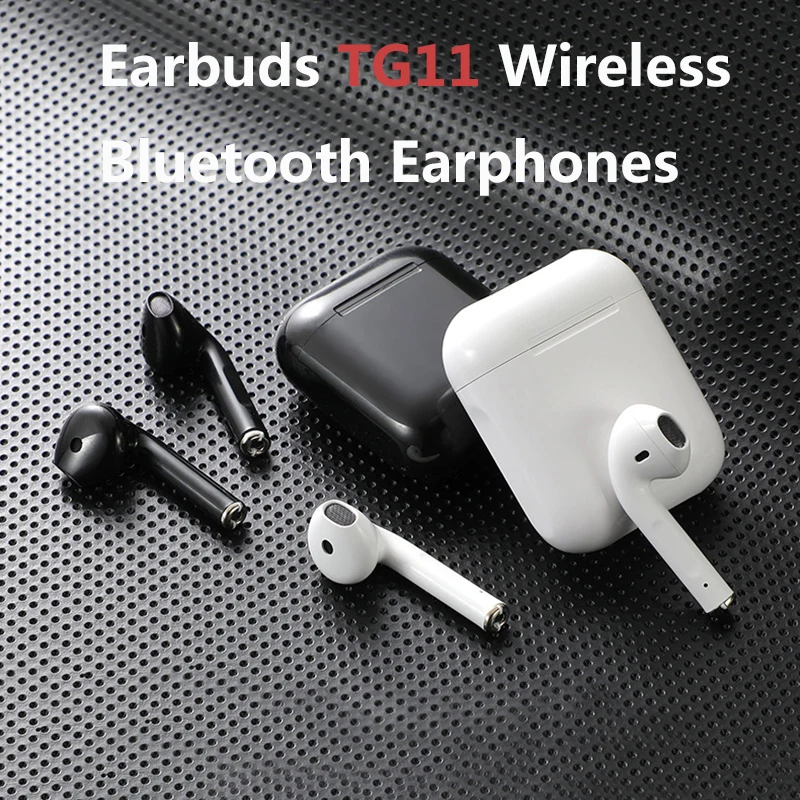 

TWS-наушники TG11, беспроводные Bluetooth-наушники, водонепроницаемая Спортивная гарнитура с зарядным устройством, 5.0 мобильный телефон, умные сенс...
