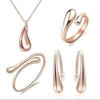 hot silver plated jewelry setcheap bridal party setsfashion waterdrop necklace bangle earrings rings for women four pieces set