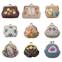 diy embroidery coin purse cloth material package embroidery kit one flower alone handmade accessories non finished products